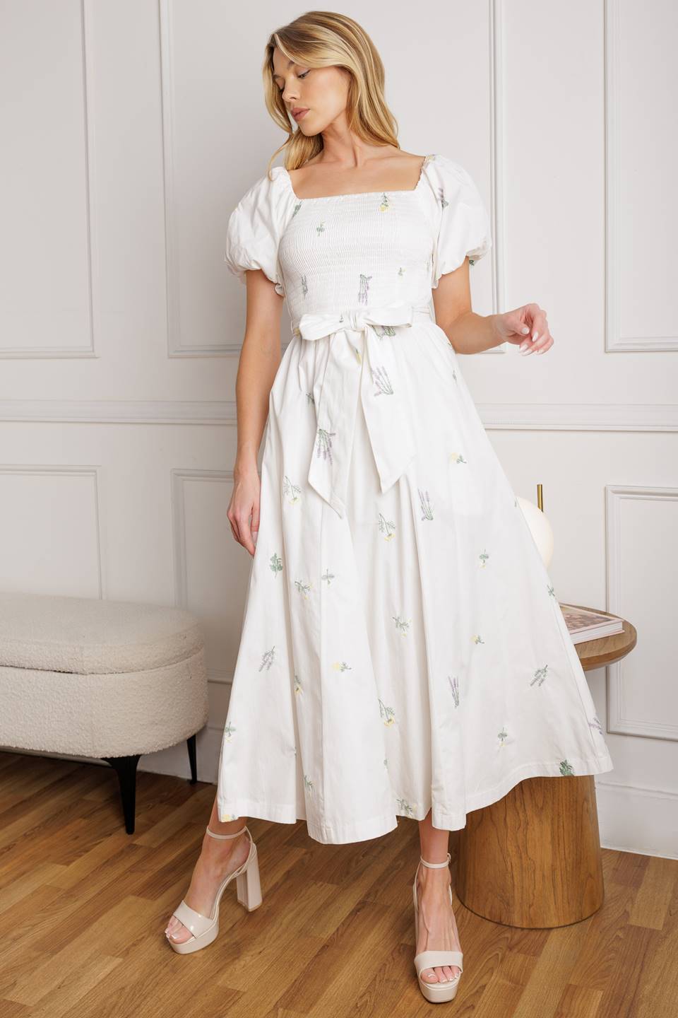 ALL THE BETTER WOVEN MIDI DRESS Flying Tomato